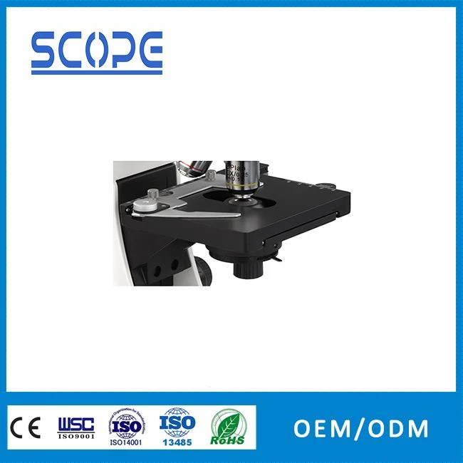 High power biological microscope with mechanical stage